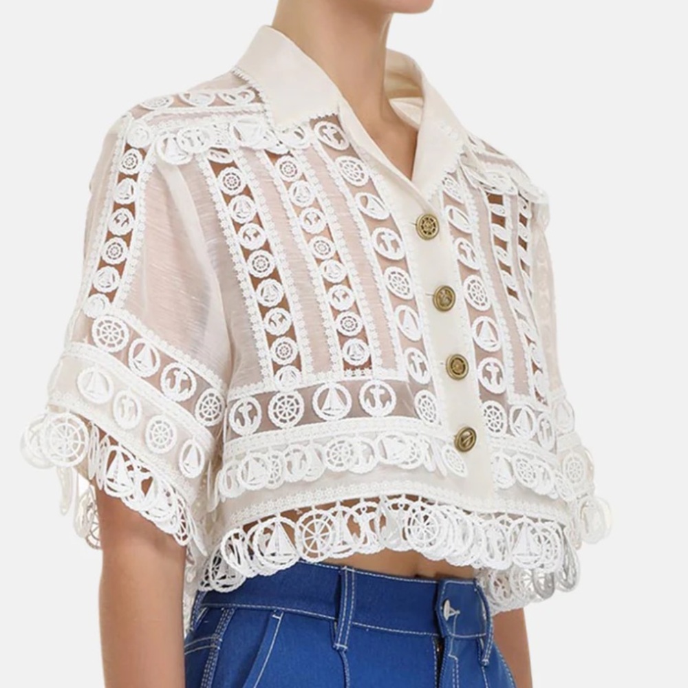 Zimmermann High Tide Nautical Crop Shirt AU1